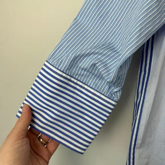 CO Essentials Blue & White Striped Cotton Poplin Shirt NEW Size Small - Picture 8 of 14